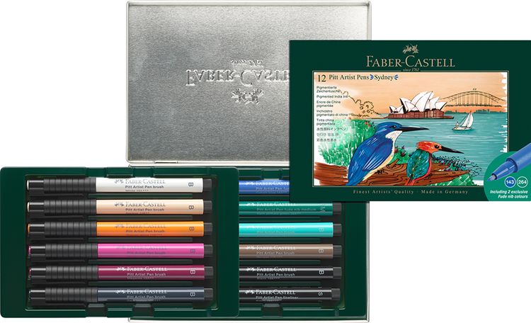 Produktbild: Faber-Castell Tuschestift Pitt Artist Pen, 12er Geschenk Set Sydney