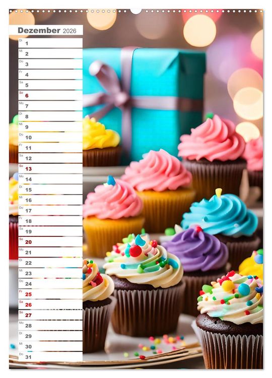 Produktbild: Festliche Momente - Ein Jahr mit KI Geburtstagen (hochwertiger Premium Wandkalender 2026 DIN A2 hoch), Kunstdruck in Hochglanz