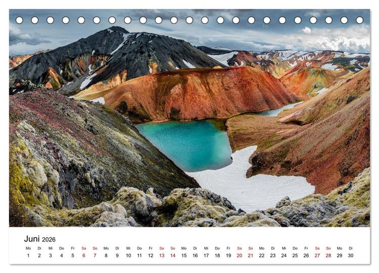 Produktbild: Island, Landmannalaugar: Regenbogenberge (Tischkalender 2026 DIN A5 quer), CALVENDO Monatskalender