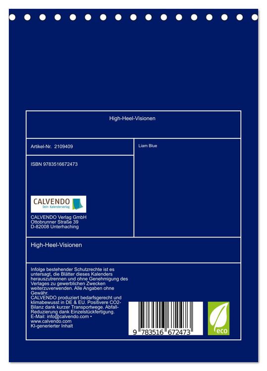 Produktbild: High-Heel-Visionen (Tischkalender 2026 DIN A5 hoch), CALVENDO Monatskalender