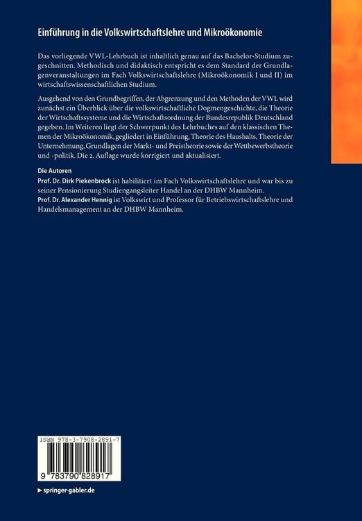 Produktbild: Einf&uuml;hrung in die Volkswirtschaftslehre und Mikro&ouml;konomie