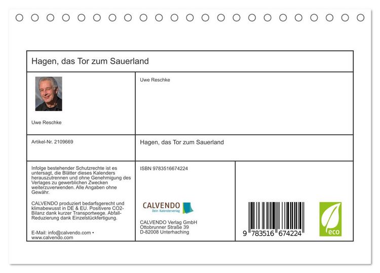 Produktbild: Hagen, das Tor zum Sauerland (Tischkalender 2026 DIN A5 quer), CALVENDO Monatskalender