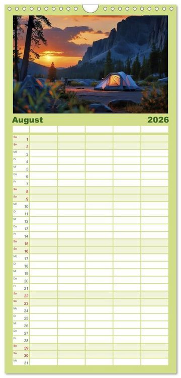 Produktbild: Familienplaner 2026 - Camping-Life und Abenteuer mit 5 Spalten (Wandkalender, 21 x 45 cm) CALVENDO