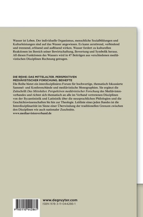 Produktbild: Wasser in der mittelalterlichen Kultur / Water in Medieval Culture