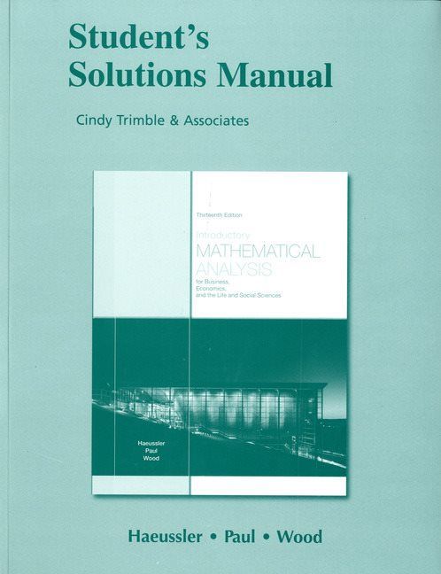 Produktbild: Student Solutions Manual for Introductory Mathematical Analysis for Business, Economics, and the Life and Social Sciences