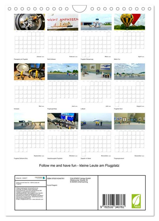 Produktbild: Follow me and have fun - kleine Leute am Flugplatz (Wandkalender 2026 DIN A4 hoch), CALVENDO Monatskalender