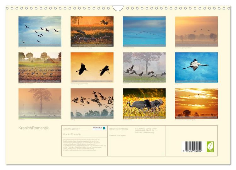 Produktbild: KranichRomantik (Wandkalender 2026 DIN A3 quer), CALVENDO Monatskalender