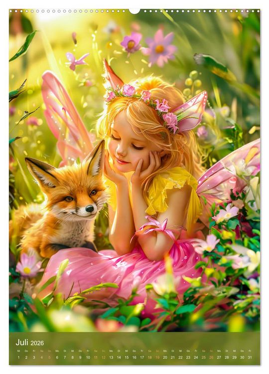 Produktbild: Elfen im Tierreich - Ein Jahr voller Fantasie und Freundschaft (hochwertiger Premium Wandkalender 2026 DIN A2 hoch), Kunstdruck in Hochglanz