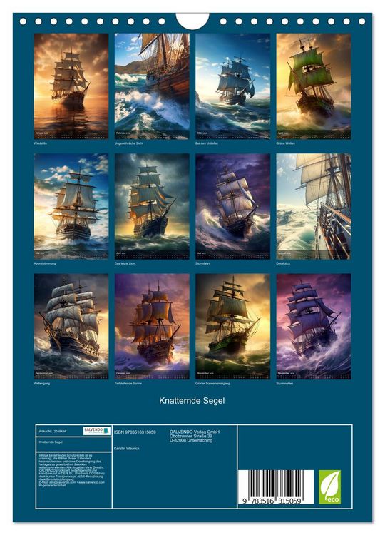 Produktbild: Knatternde Segel (Wandkalender 2026 DIN A4 hoch), CALVENDO Monatskalender