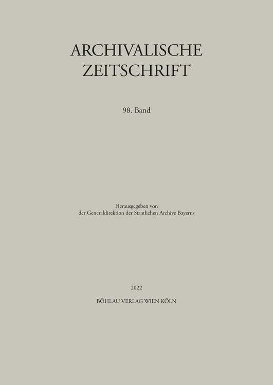 Produktbild: Archivalische Zeitschrift 98 (2022)