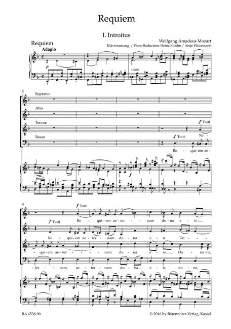 Produktbild: Requiem d-Moll KV 626, Klavierauszug