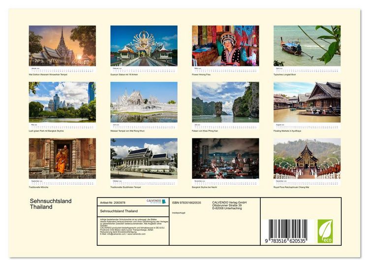 Produktbild: Sehnsuchtsland Thailand (Wandkalender 2026 DIN A4 quer), CALVENDO Monatskalender