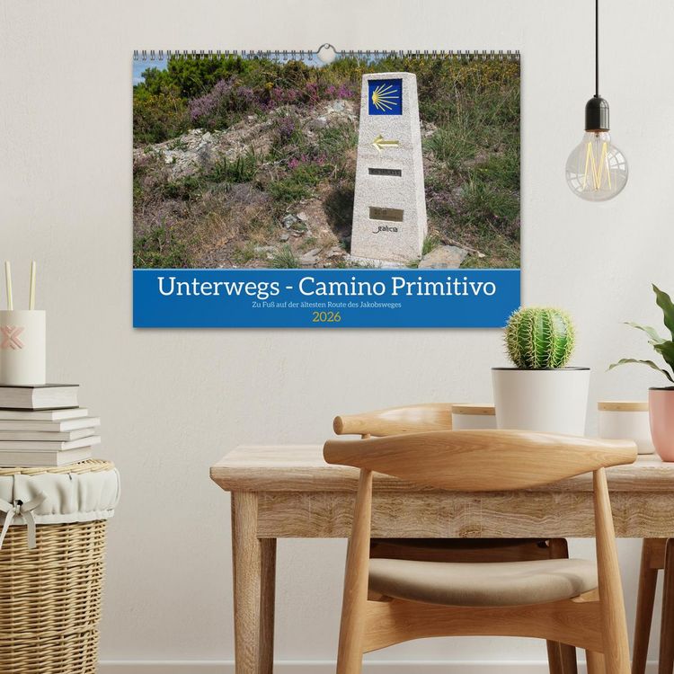 Produktbild: Unterwegs - Camino Primitivo. Zu Fu&szlig; auf der &auml;ltesten Route des Jakobsweges (Wandkalender 2026 DIN A3 quer), CALVENDO Monatskalender
