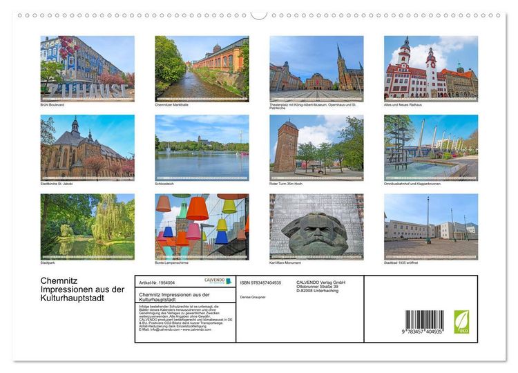 Produktbild: Chemnitz Impressionen aus der Kulturhauptstadt (hochwertiger Premium Wandkalender 2026 DIN A2 quer), Kunstdruck in Hochglanz