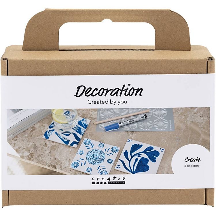 Produktbild: Creativ Company Mini Kreativ Set Dekoration, Porzellanuntersetzer, Blau