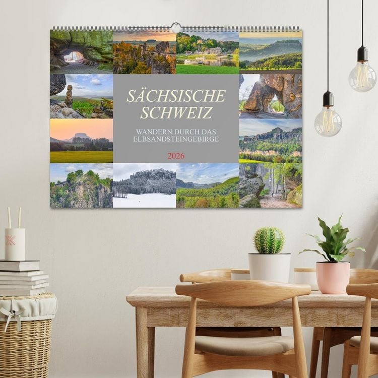 Produktbild: S&auml;chsische Schweiz - Wandern durch das Elbsandsteingebirge (Wandkalender 2026 DIN A2 quer), CALVENDO Monatskalender