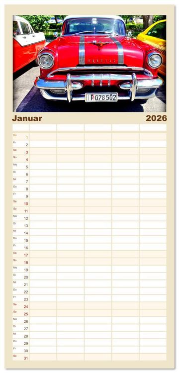 Produktbild: Familienplaner 2026 - PONTIAC '55 mit 5 Spalten (Wandkalender, 21 x 45 cm) CALVENDO