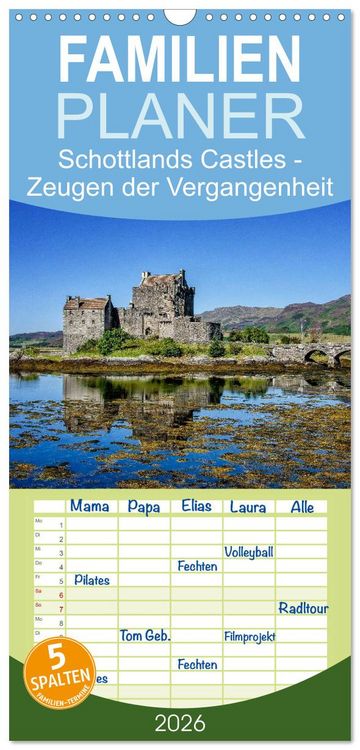 Produktbild: Familienplaner 2026 - Schottlands Castles - Zeugen der Vergangenheit mit 5 Spalten (Wandkalender, 21 x 45 cm) CALVENDO