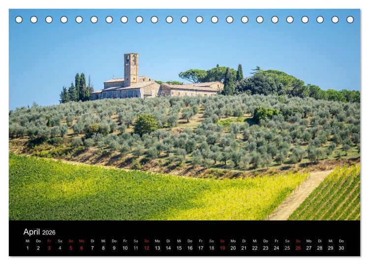 Produktbild: Toskana Landschaften (Tischkalender 2026 DIN A5 quer), CALVENDO Monatskalender