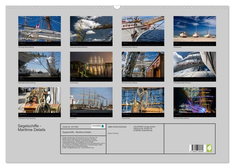 Produktbild: Segelschiffe - Maritime Details (Wandkalender 2026 DIN A2 quer), CALVENDO Monatskalender