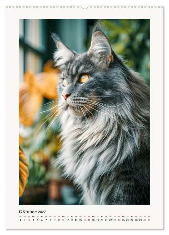 Produktbild: Main-Coon-Katzen. Sanfte Riesen im Gr&uuml;nen (hochwertiger Premium Wandkalender 2027 DIN A2 hoch), Kunstdruck in Hochglanz