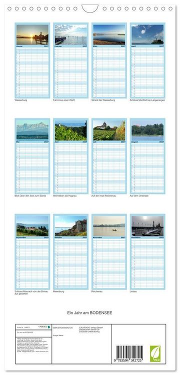 Produktbild: Familienplaner 2027 - Ein Jahr am BODENSEE mit 5 Spalten (Wandkalender, 21 x 45 cm) CALVENDO