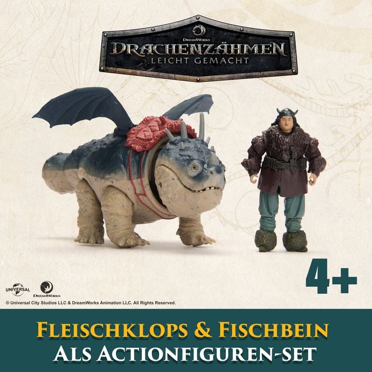 Produktbild: Drachenz&auml;hmen leicht gemacht - Wikinger & Drachen Actionfiguren-Set, Fleischklops & Fischbein&nbsp;