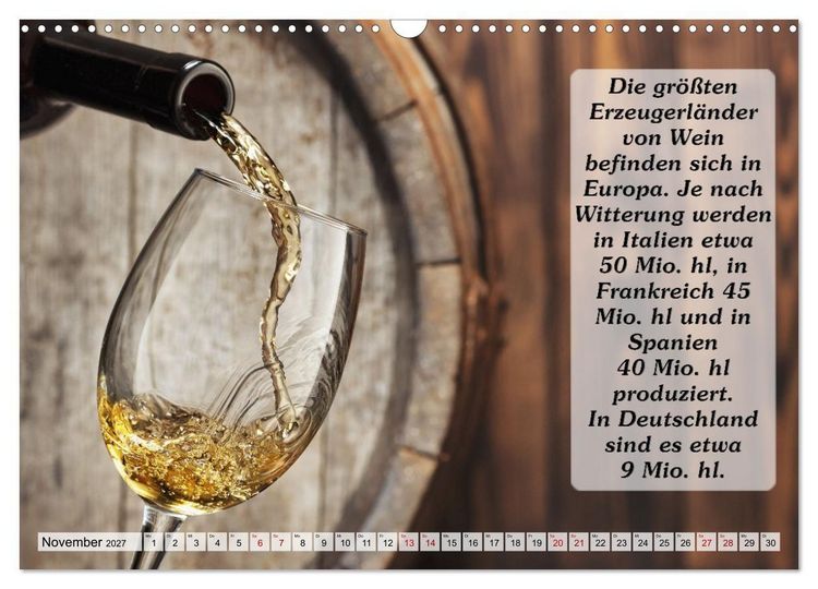 Produktbild: Wissenswertes &uuml;ber Wein (Wandkalender 2027 DIN A3 quer), CALVENDO Monatskalender