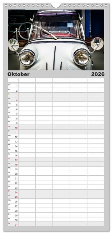 Produktbild: Familienplaner 2026 - Oldtimer: detailverliebt mit 5 Spalten (Wandkalender, 21 x 45 cm) CALVENDO