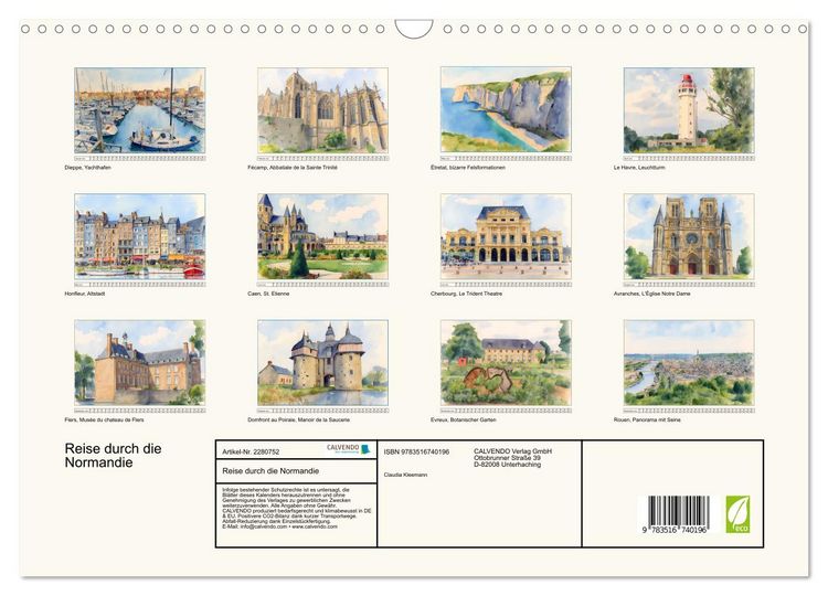 Produktbild: Reise durch die Normandie (Wandkalender 2026 DIN A3 quer), CALVENDO Monatskalender