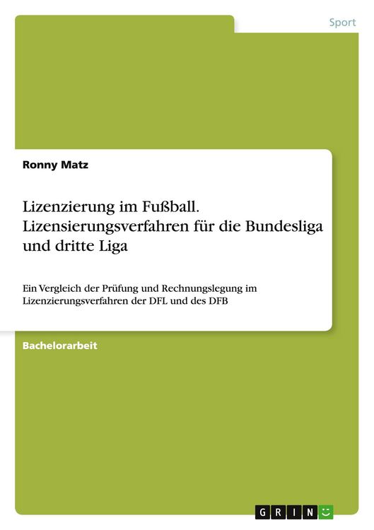 Produktbild: Lizenzierung im Fu&szlig;ball. Lizensierungsverfahren f&uuml;r die Bundesliga und dritte Liga