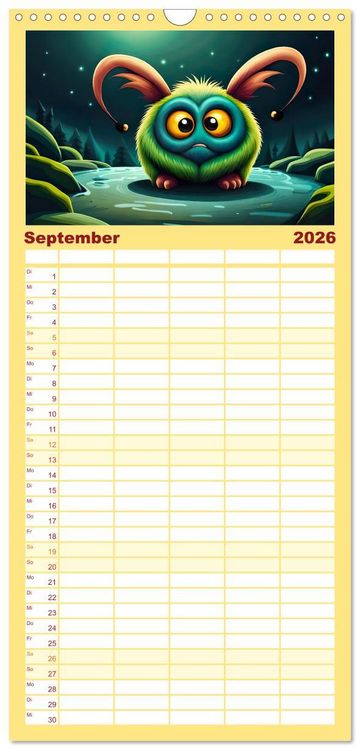 Produktbild: Familienplaner 2026 - Keine Angst vor Monstern mit 5 Spalten (Wandkalender, 21 x 45 cm) CALVENDO