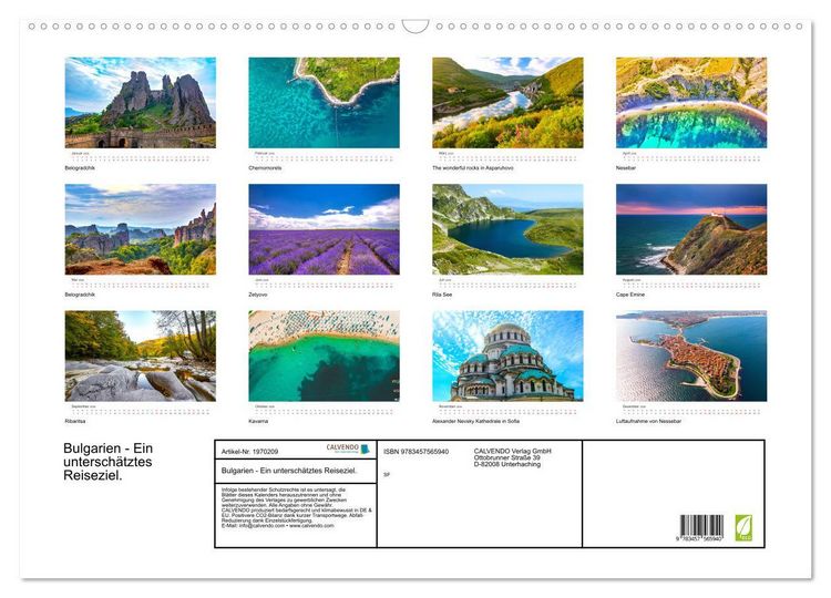 Produktbild: Bulgarien - Ein untersch&auml;tztes Reiseziel. (Wandkalender 2026 DIN A2 quer), CALVENDO Monatskalender