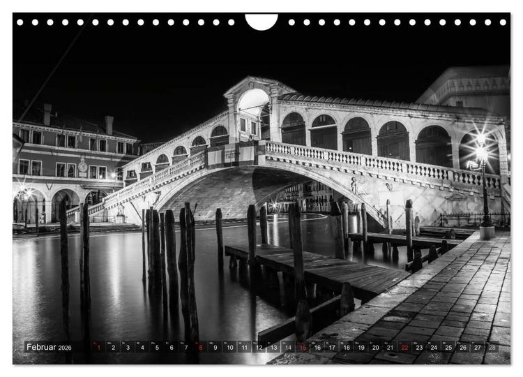 Produktbild: Leuchtendes Venedig &hellip;in monochrom (Wandkalender 2026 DIN A4 quer), CALVENDO Monatskalender