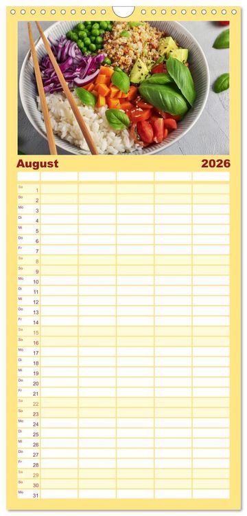 Produktbild: Familienplaner 2026 - Vegane Bowls - Eine Sch&uuml;ssel voller Geschmack mit 5 Spalten (Wandkalender, 21 x 45 cm) CALVENDO