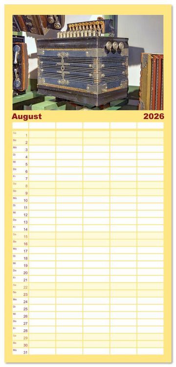 Produktbild: Familienplaner 2026 - Concertina und Bandoneon mit 5 Spalten (Wandkalender, 21 x 45 cm) CALVENDO