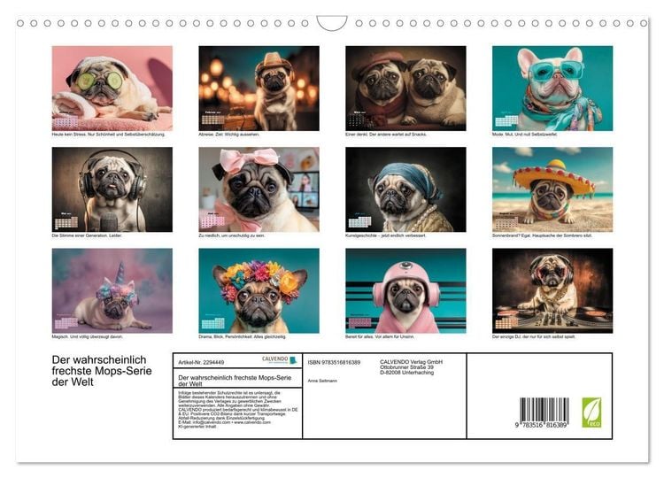Produktbild: Der wahrscheinlich frechste Mops-Serie der Welt (Wandkalender 2027 DIN A3 quer), CALVENDO Monatskalender
