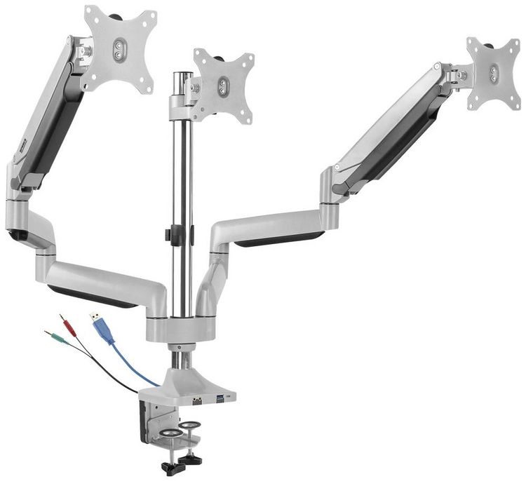 Produktbild: SpeaKa Professional Monitorhalterung SP-MM-940 3 Display(s) 33,0 cm (13") - 81,3 cm (32") Silber Schwenkbar, Neigbar, H&ouml;henverstellbar, Rotierbar