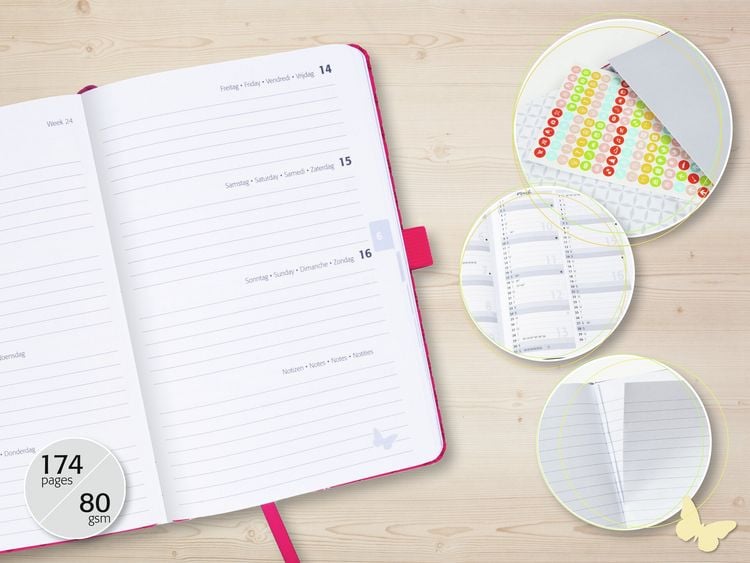 Produktbild: SIGEL J6360 Wochenkalender Jolie 2026, ca. A6, schwarz, hellgr&uuml;n