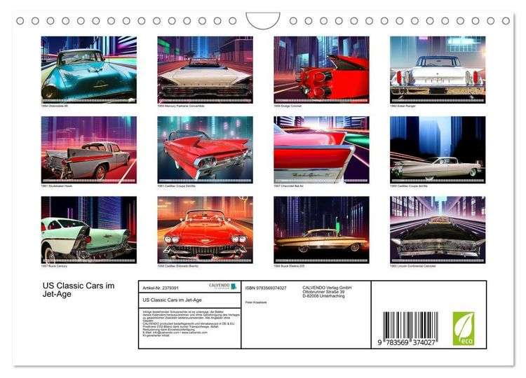 Produktbild: US Classic Cars im Jet-Age (Wandkalender 2027 DIN A4 quer), CALVENDO Monatskalender
