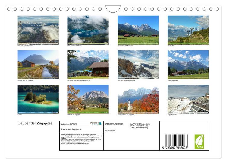 Produktbild: Zauber der Zugspitze (Wandkalender 2026 DIN A4 quer), CALVENDO Monatskalender