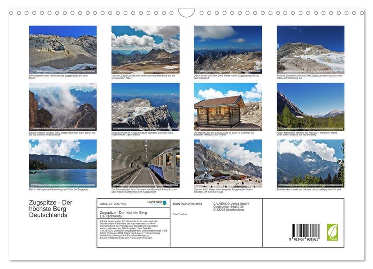 Produktbild: Zugspitze - Der h&ouml;chste Berg Deutschlands (Wandkalender 2026 DIN A3 quer), CALVENDO Monatskalender