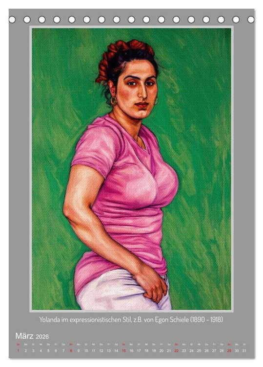 Produktbild: Yolanda in der Kunstgalerie (Tischkalender 2026 DIN A5 hoch), CALVENDO Monatskalender