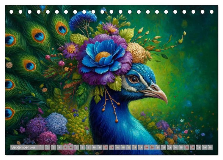 Produktbild: Blumige Vogelportr&auml;ts (Tischkalender 2026 DIN A5 quer), CALVENDO Monatskalender