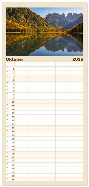 Produktbild: Familienplaner 2026 - S&uuml;dtirol Impressionen mit 5 Spalten (Wandkalender, 21 x 45 cm) CALVENDO