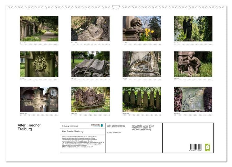Produktbild: Alter Friedhof Freiburg (Wandkalender 2026 DIN A2 quer), CALVENDO Monatskalender