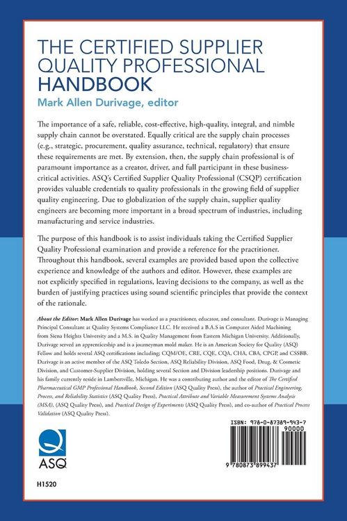 Produktbild: The Certified Supplier Quality Professional Handbook