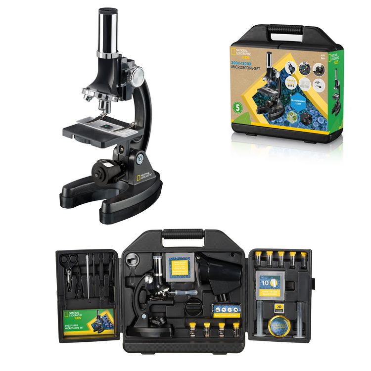 Produktbild: Bresser 13610 - NATIONAL GEOGRAPHIC KiDS Einsteiger-Mikroskop-Set mit 300-1200x Verg&ouml;&szlig;erung, inkl. Koffer und Zubeh&ouml;r