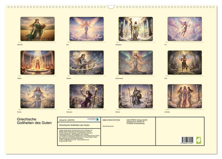Produktbild: Griechische Gottheiten des Guten (Wandkalender 2027 DIN A2 quer), CALVENDO Monatskalender