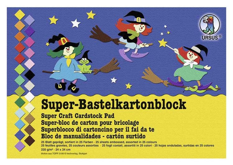 Produktbild: URSUS Basispapiere Super-Tonkartonblock, 220 g/m&sup2;, Format 24 x 34 cm, 50 Blatt sortiert